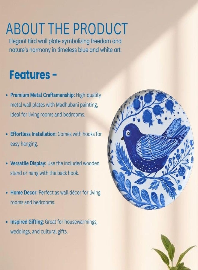 RITUALISTIC Birds Single Wall Plate for Home Decoration with 10 Inch Stand | Wall Arts For Living Room, Bedroom and Office Decor | Aesthetic Room Decor Items | Wall Hanging Showpiece | Home Décor - Image 3